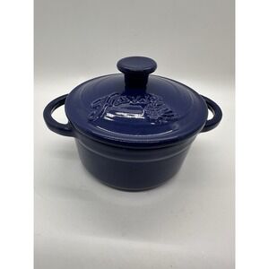 Fiesta Cobalt Blue Cast Iron Mini Casserole 0.35 Qt Dutch Oven w Lid